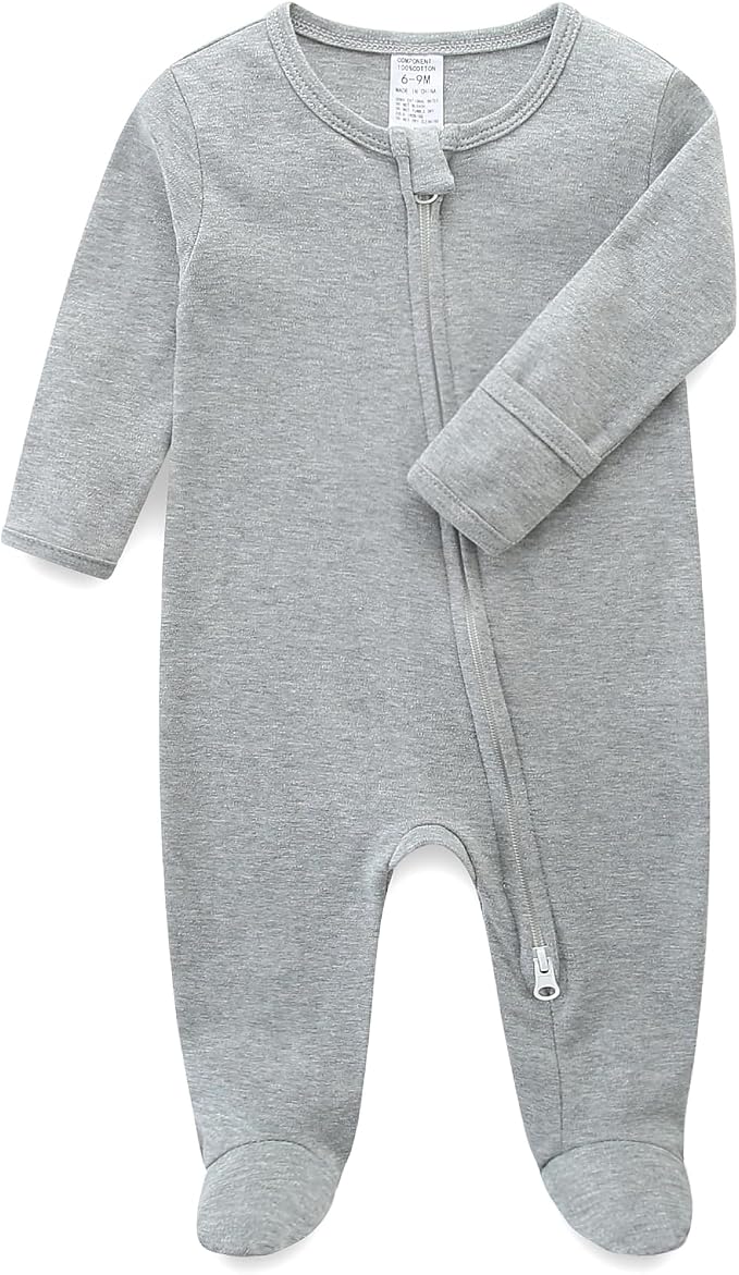 Hikido Baby Romper 100% Organic Cotton Pajamas One Piece Long Sleeve Zipper by Hikido