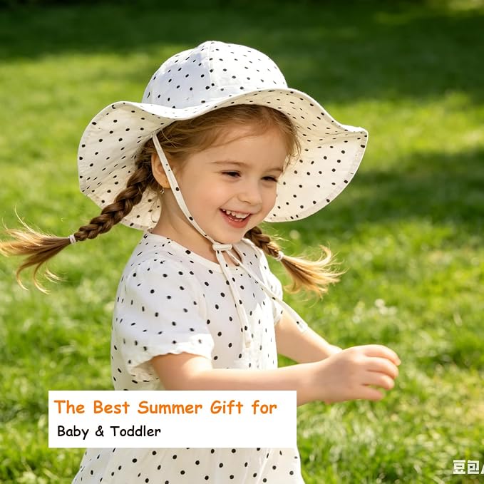 Baby Girl Sun Hat with UPF 50+ Outdoor Adjustable Toddler Beach Hat with Wide - Image 4