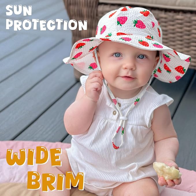 HONGTEYA Baby Sun Hat Wide Brim Adjustable Toddler Beach Bucket Hat | Soft - Image 3