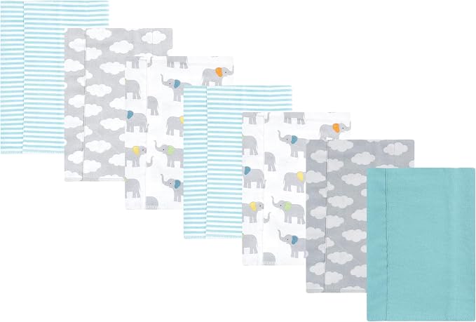 Luvable Friends Hudson Baby Flannel Burp Cloths 7pk, Soft Elephant by Luvable+Friends