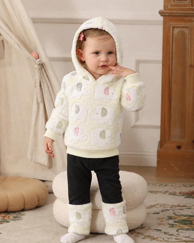 Jecson Toddler Girl Clothes Baby Girl Fleece Hoodie Outfits Thick Thermal - Image 2