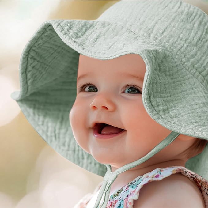 Konssy 2-Pack Muslin Baby Girl Sun Hats - Image 4