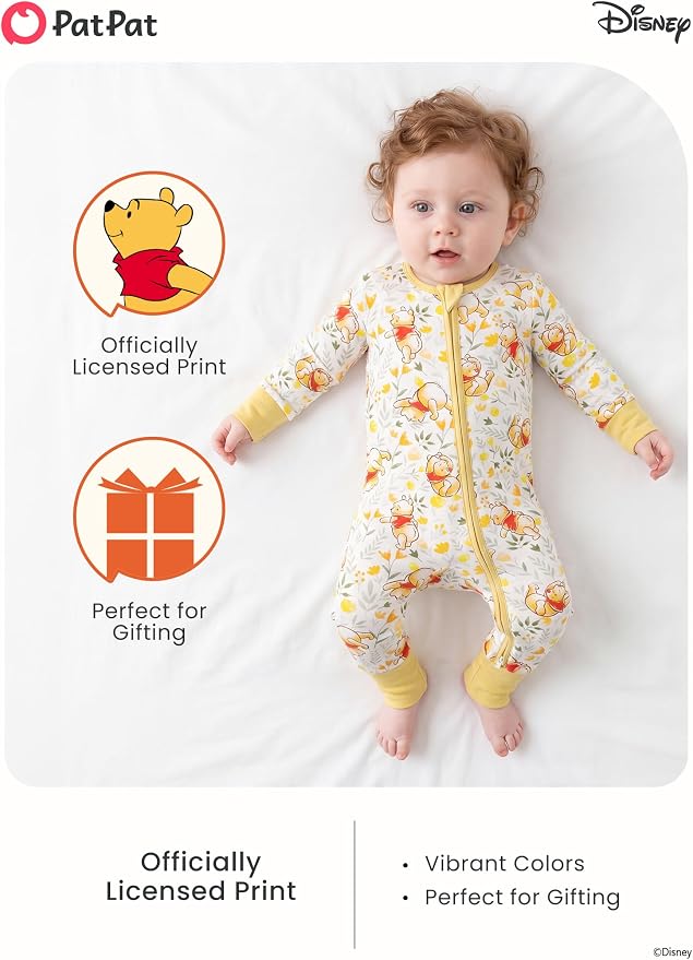 Disney Baby Viscose Made from Bamboo 2-Way Zipper Footie Outfit NB to Inf - Image 3