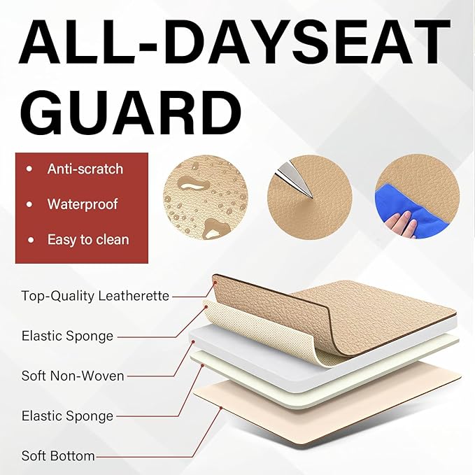 Leather Car Seat Covers Fit for LR Defender 2020-2025, 5 Seater Waterproof and Wear-Resistant Seat Cover Interior Accessories(Full Set,Beige)