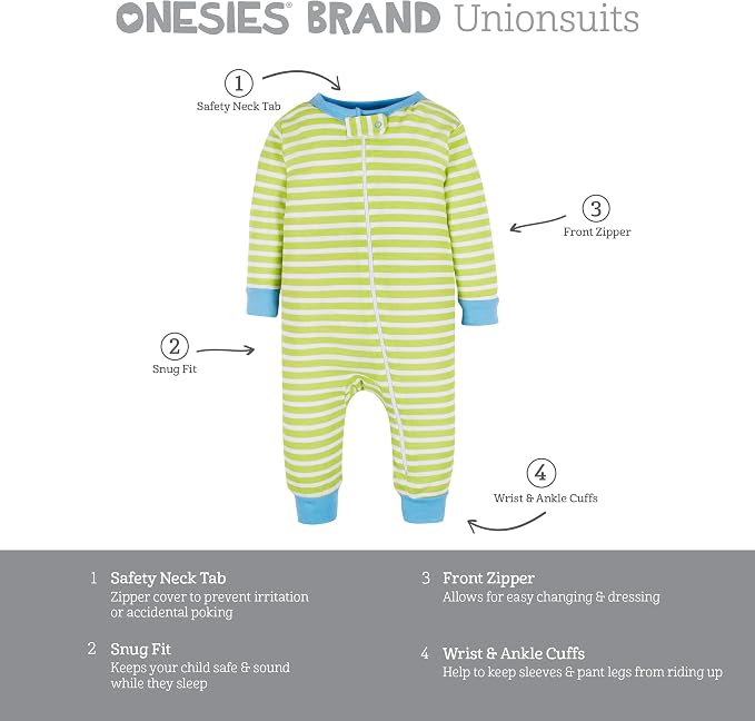 Onesies Brand Baby Boys' 3-pack Snug Fit One-piece Cotton Pajamas - Image 6