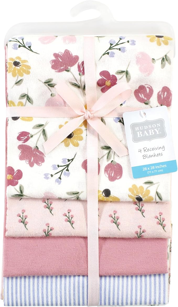 Hudson Baby Unisex Baby Cotton Poly Flannel Receiving Blankets, Soft Painted - Image 2