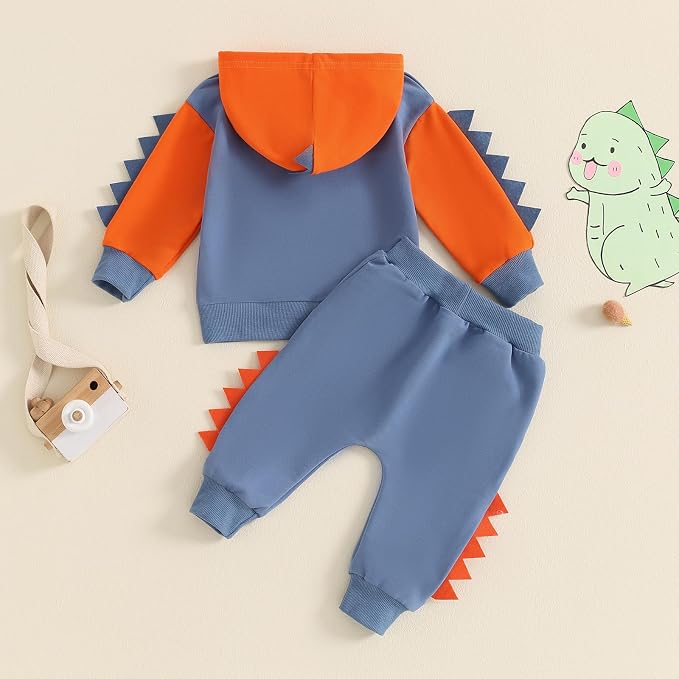 Infant Baby Boy Fall Winter Clothes Outfit Hooded Long Sweatshirt Pant Set - Image 5