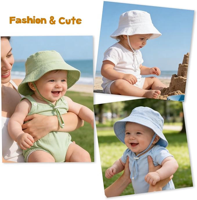 Baby Sun Hat Infant Toddler Summer Cotton Yarn Bucket Hat - Image 7