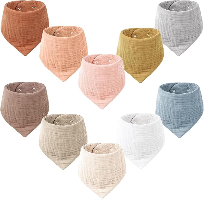Konssy 10 Pack Baby Muslin Bandana Bibs by Konssy
