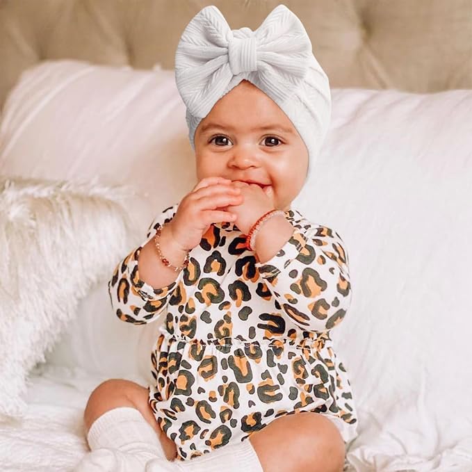 DRESHOW BQUBO 5 Pieces Newborn Baby Turban Hats Bow Baby Infant Beanie - Image 8