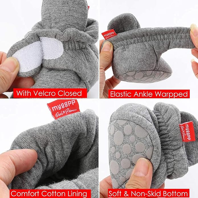 Sawimlgy Newborn Infant Baby Girl Boy Cotton Booties Stay On Sock Slippers Soft - Image 5