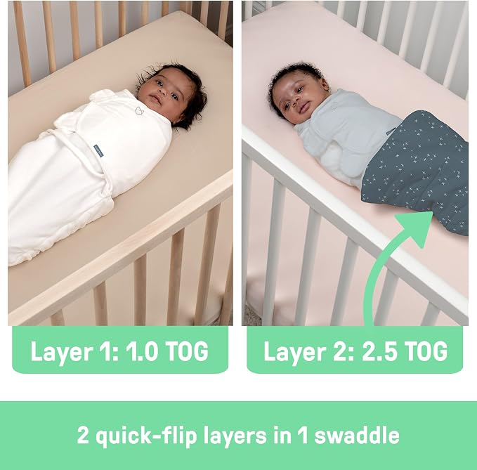 SwaddleMe by Ingenuity All Season Baby Swaddle, 2 Quick Flip Layers to Change - Image 4