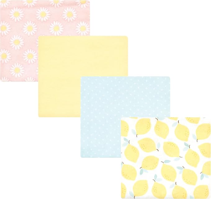 Hudson Baby Unisex Baby Cotton Poly Flannel Receiving Blankets, Lemon Daisy by HudsonBaby