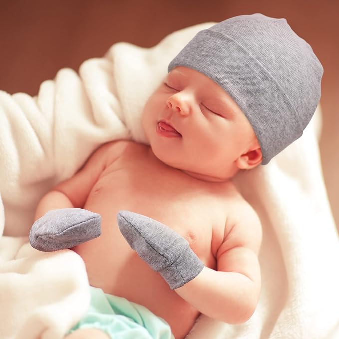 Newborn Baby Hats and Mittens Set Infant Beanie Cap Toddler Gloves Newborn - Image 7