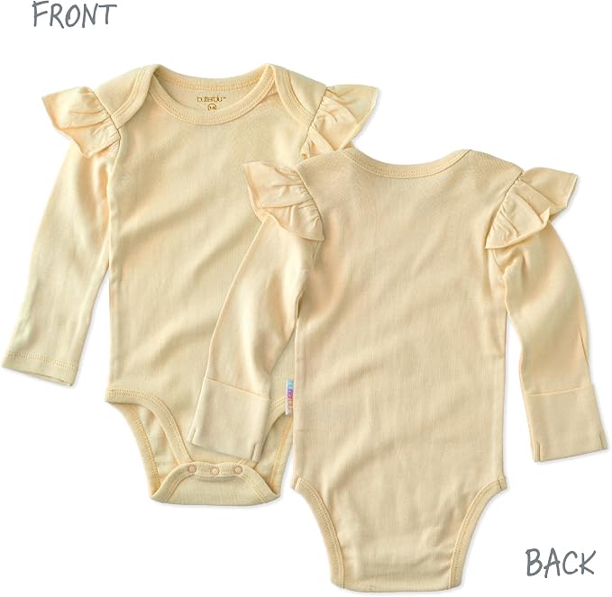 Butterblu Ashley 5-Pack Long Sleeve Ruffle Shoulder Bodysuits 100% Cotton | - Image 3