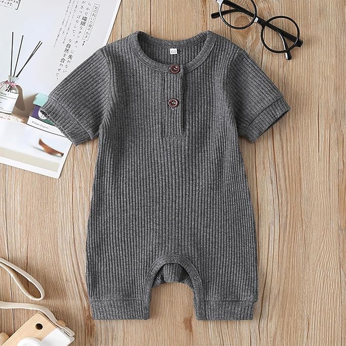 Bafeicao Baby Boy Girl 2/3 Pack Solid Romper Ribbed Short/Long Sleeve | - Image 3