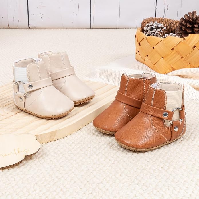 Meckior Baby Girls Cowboy Tassel Boots Side Zipper Moccasins Soft Bottom - Image 3