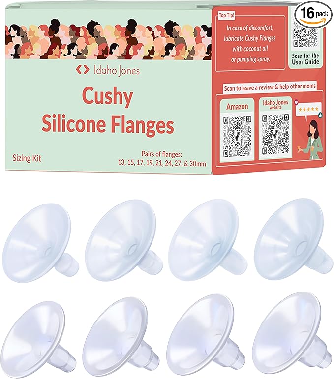 Cushy Silicone Flanges, Breast Shields - Replacement Pump Parts - for Spectra, Lansinoh, Medela Pumps - Great for Elastic Nipples - Sample Kit
