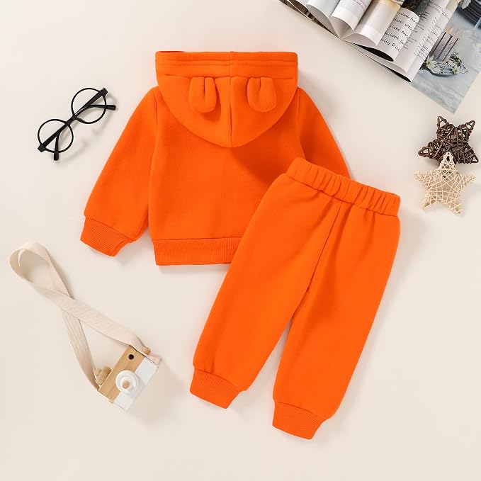 Happy Town Baby Clothes for Girls Boys Clothes Solid Color Zipper Hoodie and - Image 2