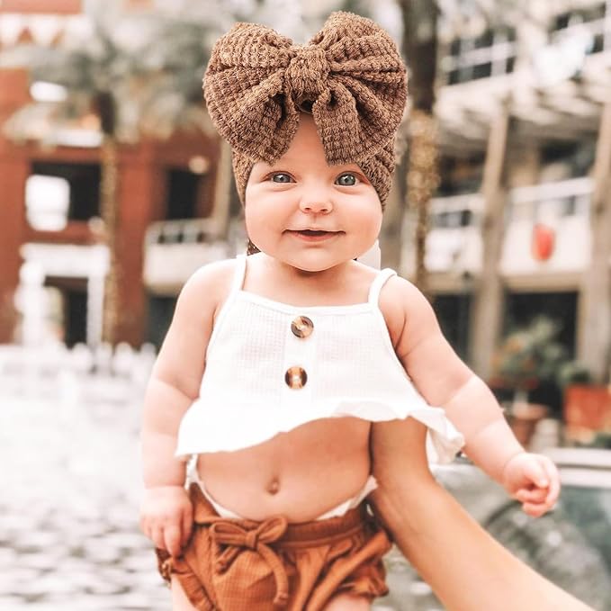 DRESHOW BQUBO 5 Pieces Newborn Baby Turban Hats Bow Baby Infant Beanie - Image 3
