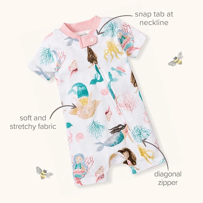 Burt's Bees Baby Short Sleeve Pajamas, Unisex One-Piece Sleeper Romper | Soft - Image 7