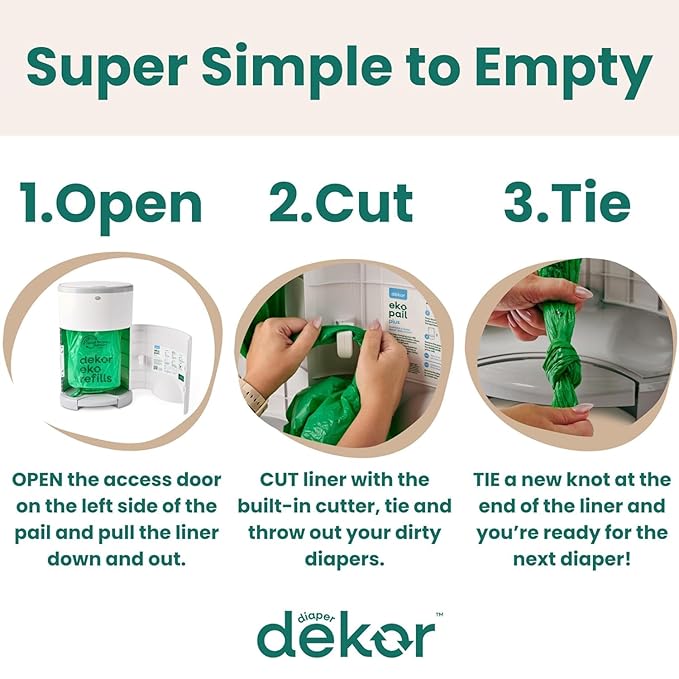 Diaper Dekor Classic Hands-Free Diaper Pail Gift Set | Just Step–Drop–Done | Doesn’t Absorb Odors | Includes 1yr of Refills | Quick Bag Change | 70% Recycled Materials | EKO White