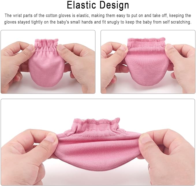 BQUBO 12 Pairs Baby Mittens Newborn Infant Mittens No Scratch Cotton Elastic - Image 6