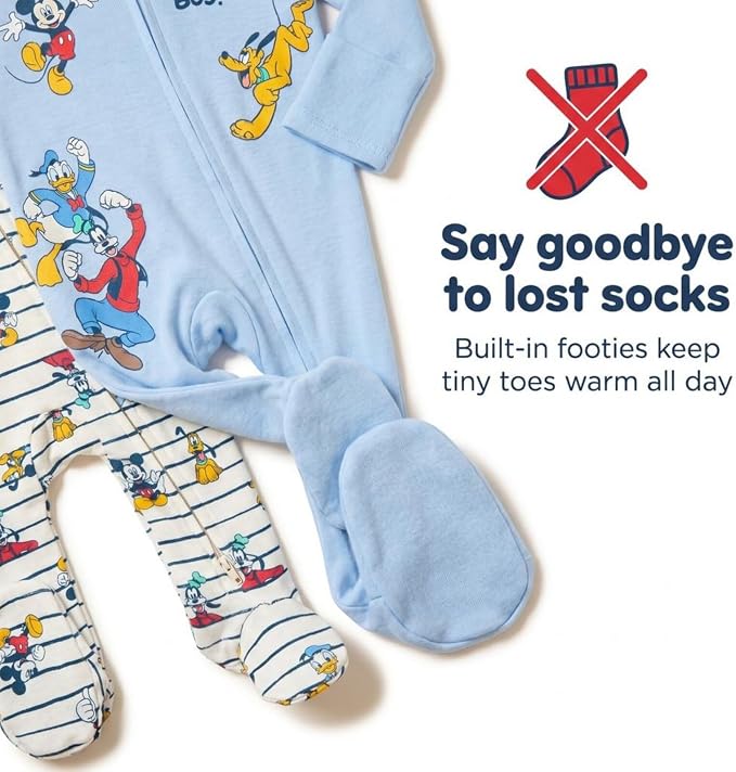 Disney Baby Boys' 2-Pack Footed One-Piece Sleep N' Play Newborn to Infant - Image 8