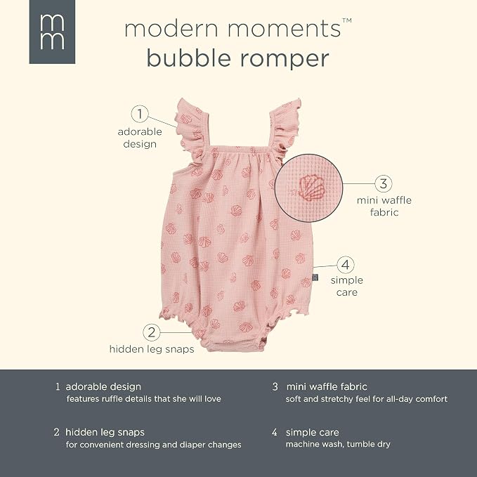 Modern Moments by Gerber Baby Girls' Mini Flutter Sleeve Bubble Romper - Image 6