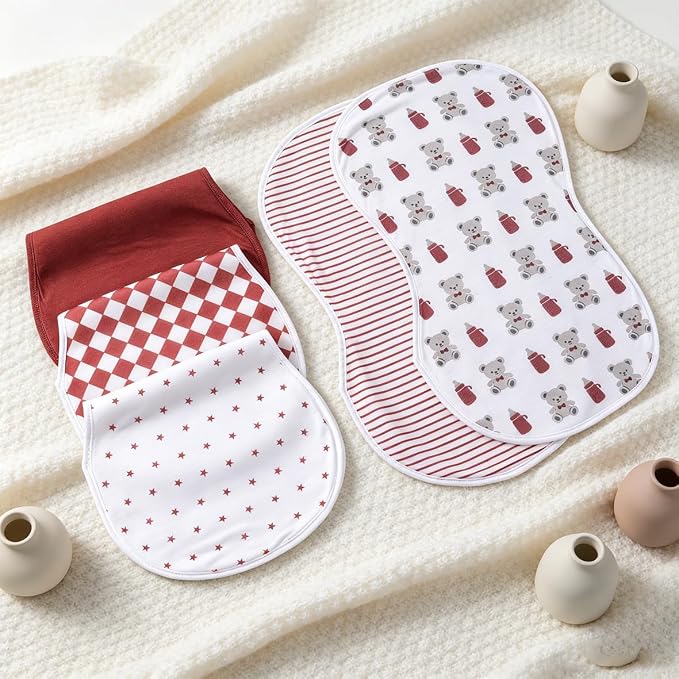 sleepyturtle Pack of 5, Baby Burp Cloths, Soft and Absorbent - Image 3