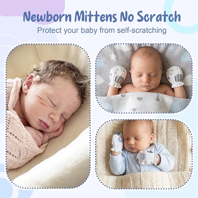 8 Pairs Newborn Baby Mittens No Scratch, Cotton Infant Baby Gloves Newborn - Image 4