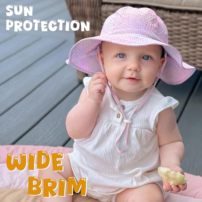 HONGTEYA Baby Sun Hat Wide Brim Adjustable Toddler Beach Bucket Hat | Soft - Image 3