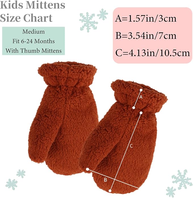 Zsedrut Baby Boys Winter Glove Warm Toddler Infant Girls Mittens Fleece Lined - Image 5