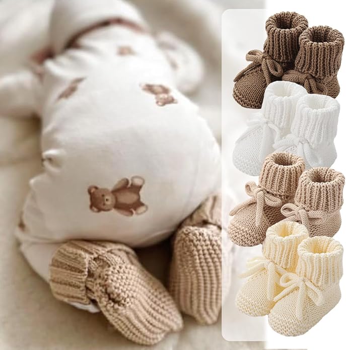 DSORVICD Newborn Baby Boys Girls Knitted Booties Soft Sole Shoes Socks - Image 6