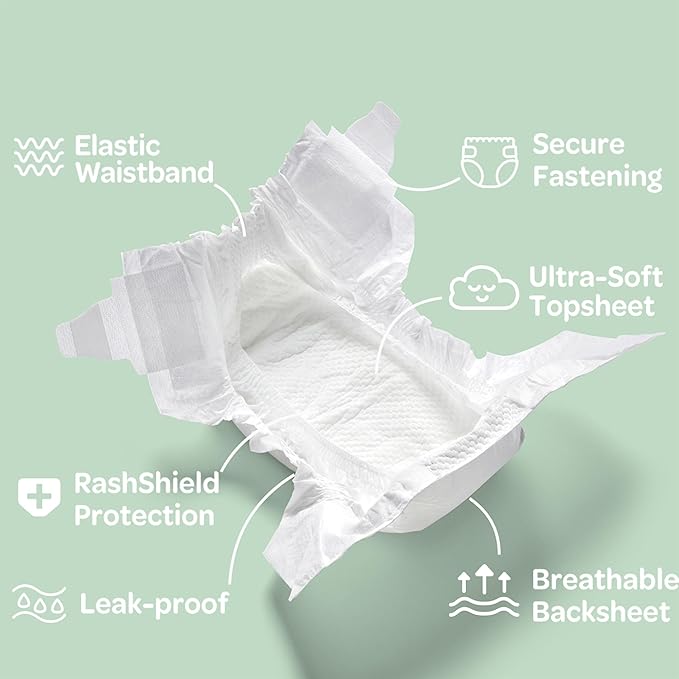 Parasol Clear+Dry Disposable Diapers and Clear+Pure Wipes Kit, RashShield Protection, Size 4 (20-32 lbs), Diaper Bundle of 162 Diapers & 240 Wipes