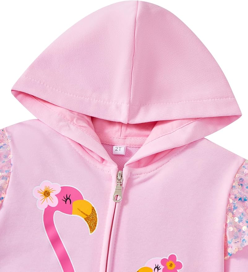 Baby Girl Zip-up Jacket Rainbow Unicorn Cotton Hoodie Sweatshirt Toddler Fall - Image 5