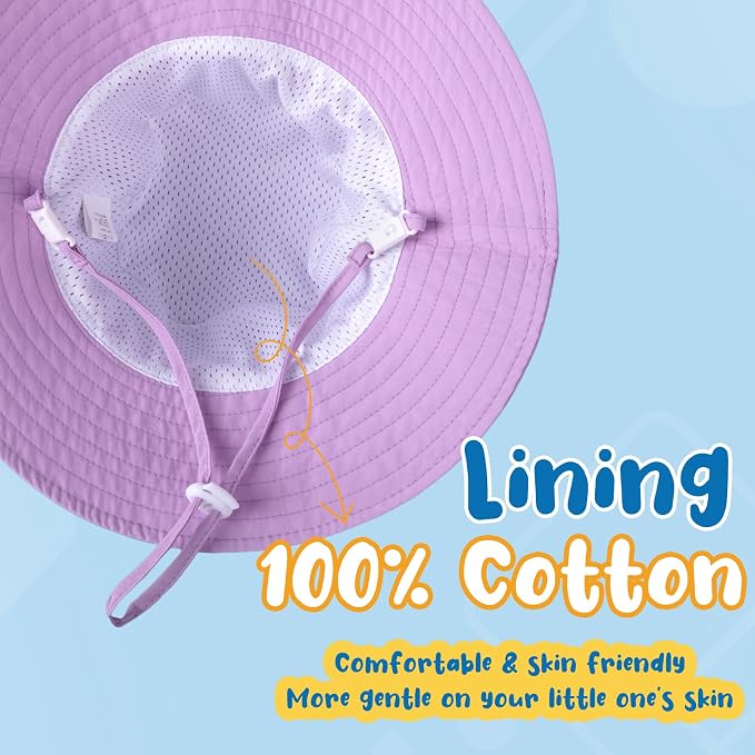 Baby Sun Hat Kids Summer Sun Protection Toddler Bucket Hat Wide Brim Adjustable - Image 3