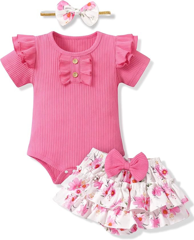 HONGTEYA Baby Girl Clothes Set Newborn Infant Summer Outfits by HONGTEYA