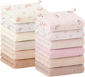 Bearmoss 12 Pack Baby Muslin Washcloths, 100% Cotton 10"x10" Face Towels by Bearmoss