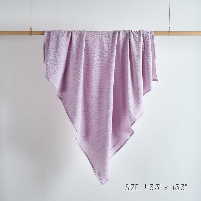 Meracorallo Muslin Swaddle Blanket, 100% Cotton Receiving Blanket, Lavender | - Image 8