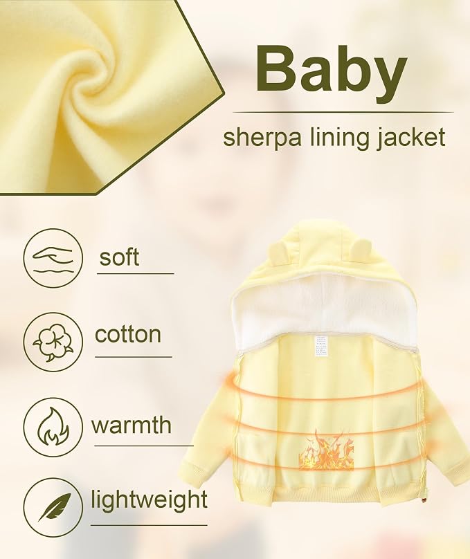 Hikido Baby Girls Boys Warm Adorable Hooded Zip Coat - Image 2