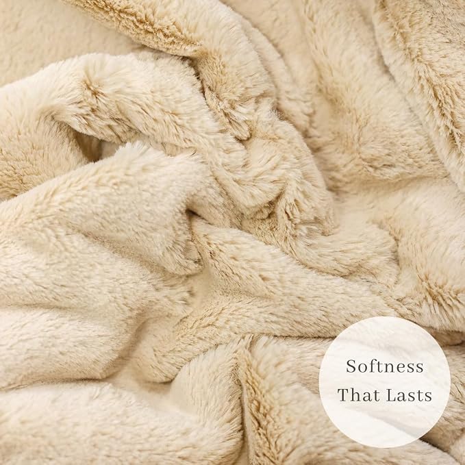 Saranoni Lush Adult Blanket Plush Cozy Soft Ivory XL 60x80 | Oversized luxury - Image 6