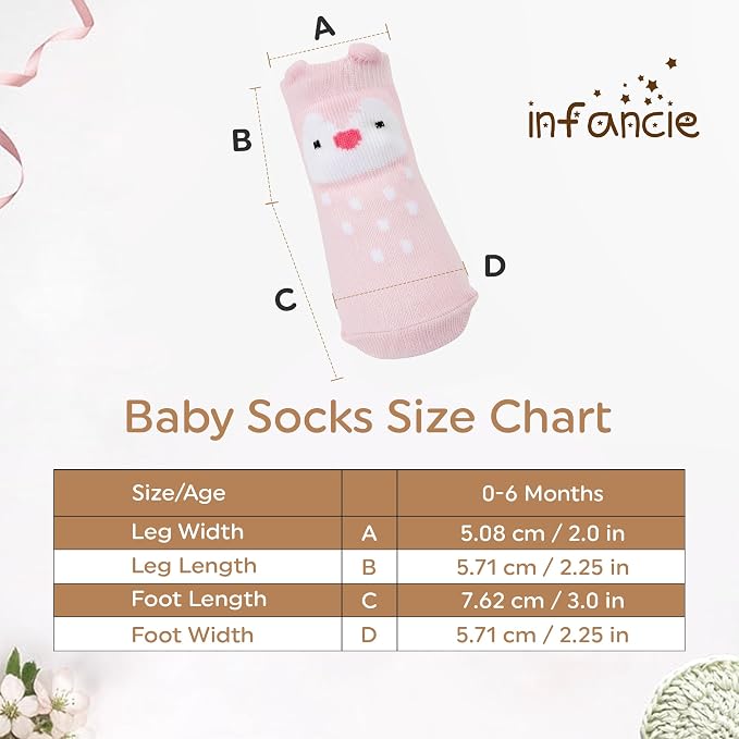 GOTS Organic Cotton Blend 7 Baby Socks 0-6 Months Animal Design Non Slip - Image 4