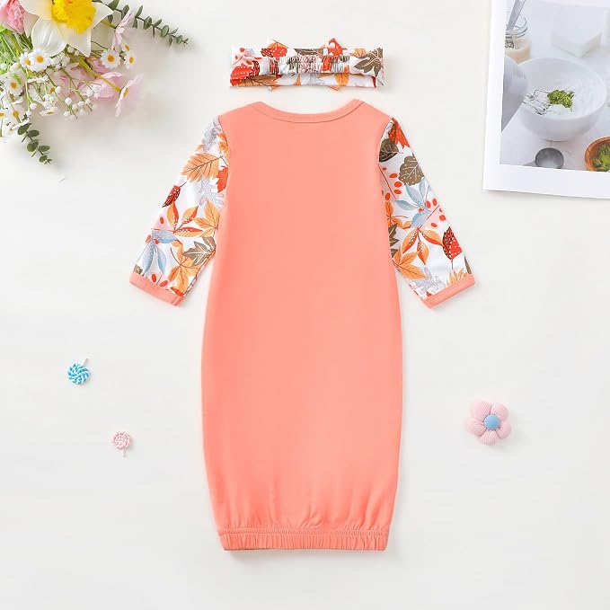 AMAWMW Newborn Baby Girl Little Sister Sleeper Gown Stripe Long Sleeve - Image 5