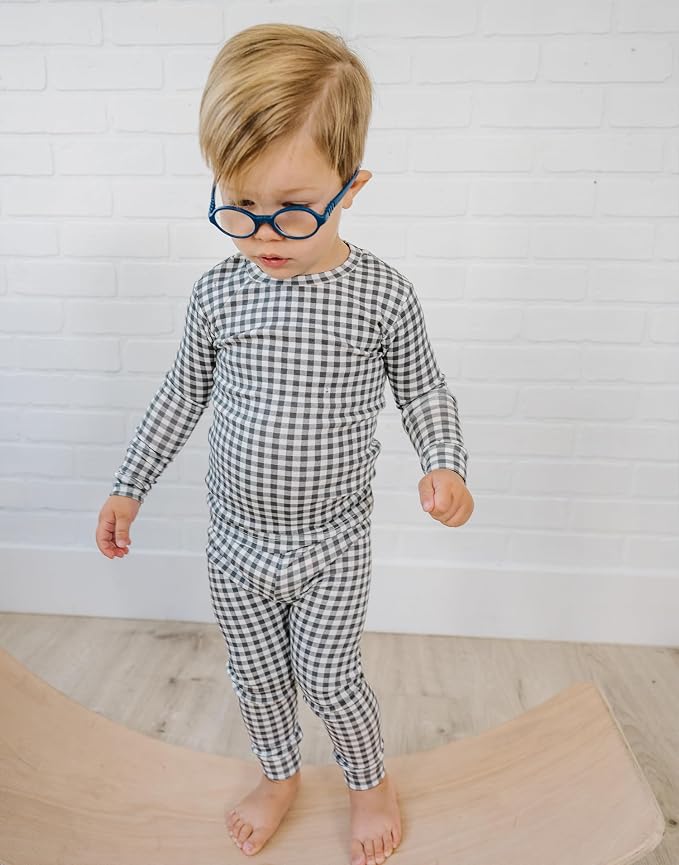 moimoln Cotton Modal Baby Toddler Pajamas Check Solid Leopard 6M-8Y - Image 5
