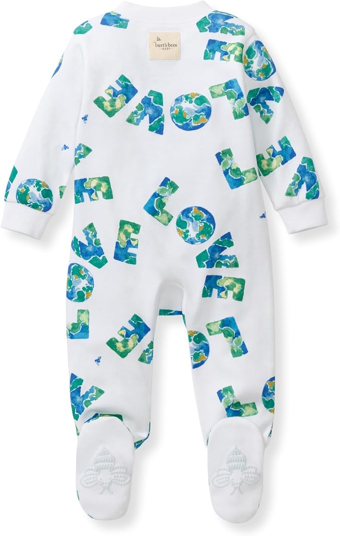 Burt's Bees Baby Boys' Organic Cotton, Sleep and Play Footed Pajamas | Easy zip - Image 2