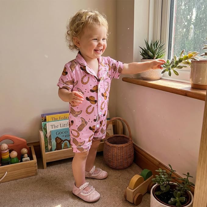 Kuriozud Baby Girl Boy Romper Pajamas Onesie Short Sleeve Button Down Pjs - Image 2