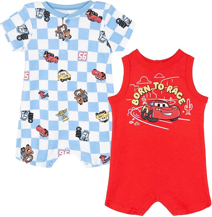 Disney Baby Boys' 2-Pack One Piece Rompers Newborn to Infant by Disney