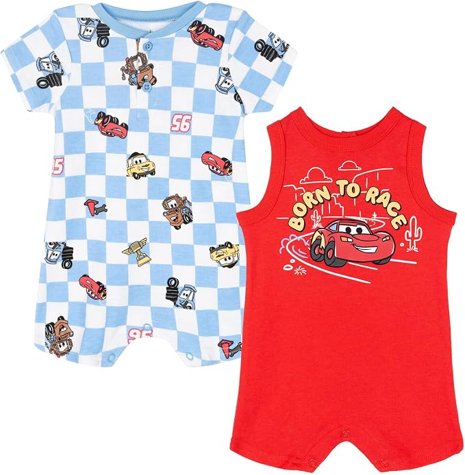 Disney Baby Boys' 2-Pack One Piece Rompers Newborn to Infant by Disney