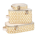 Itzy Ritzy Packing Cubes for Travel – Set of 3 Packing Cubes or Travel Organizers; Each Cube Features a Mesh Top, Double Zippers and a Fabric Handle (Milk & Honey)